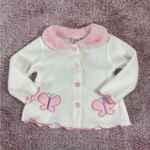 Girls Swiggles White & Pink Butterfly Fleece Jacket 3-6 Months